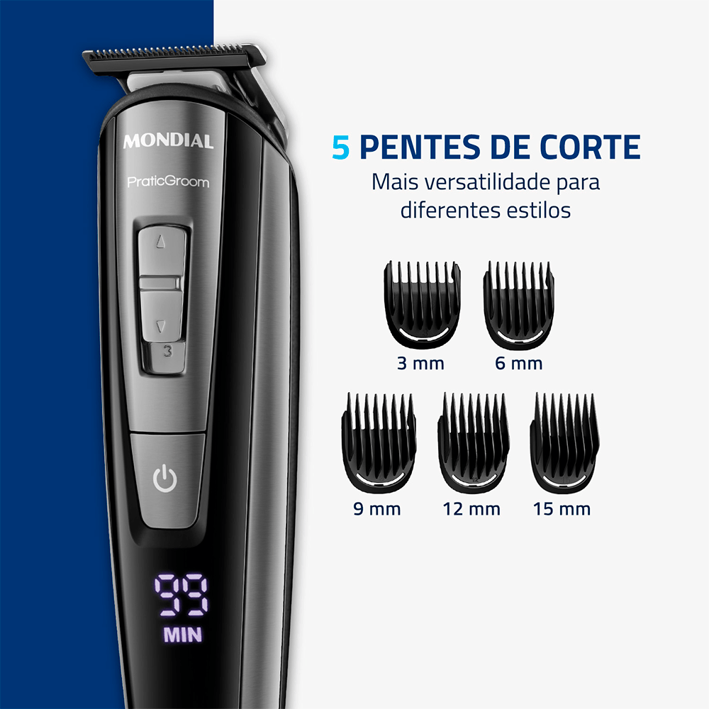 Aparador de Pelos PraticGroom Mondial Preto 6W Bivolt - BG-09 - 3