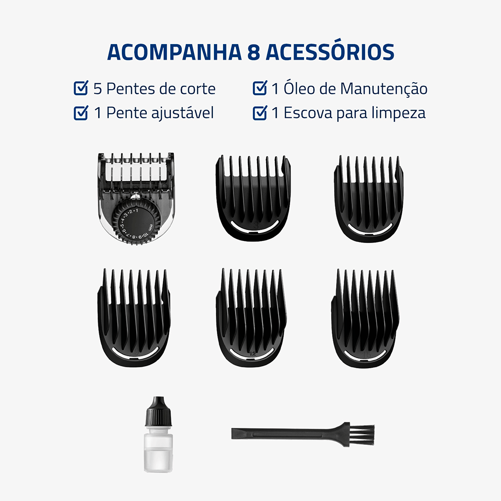 Aparador de Pelos PraticGroom Mondial Preto 6W Bivolt - BG-09 - 6