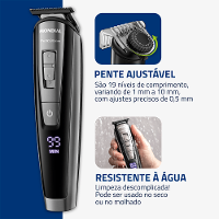 Aparador de Pelos PraticGroom Mondial Preto 6W Bivolt - BG-09 - 2