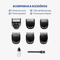 Aparador de Pelos PraticGroom Mondial Preto 6W Bivolt - BG-09 - 6