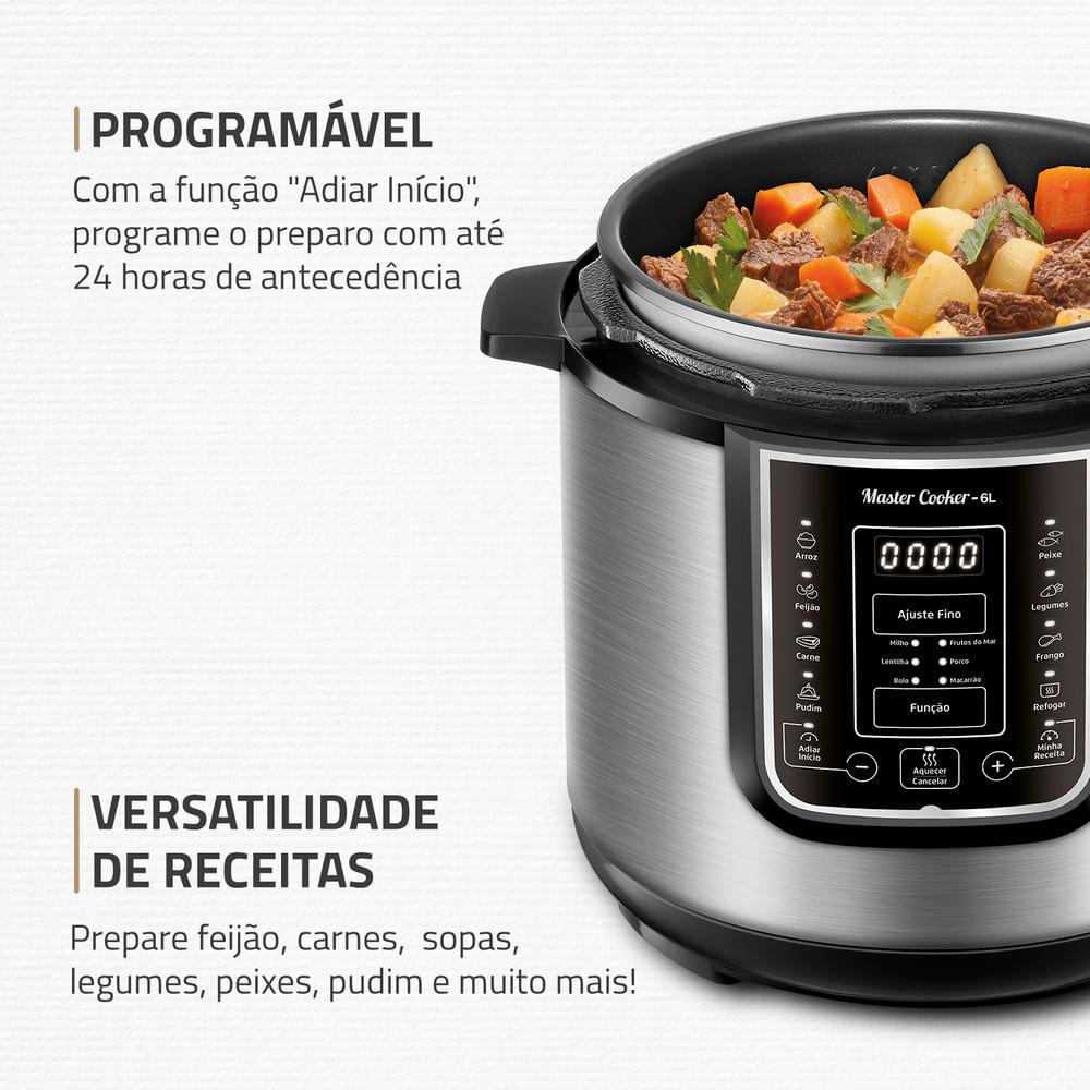 Panela de Pressão Elétrica Digital 6L Mondial Preto e Inox - PE-60-6L-I - 3