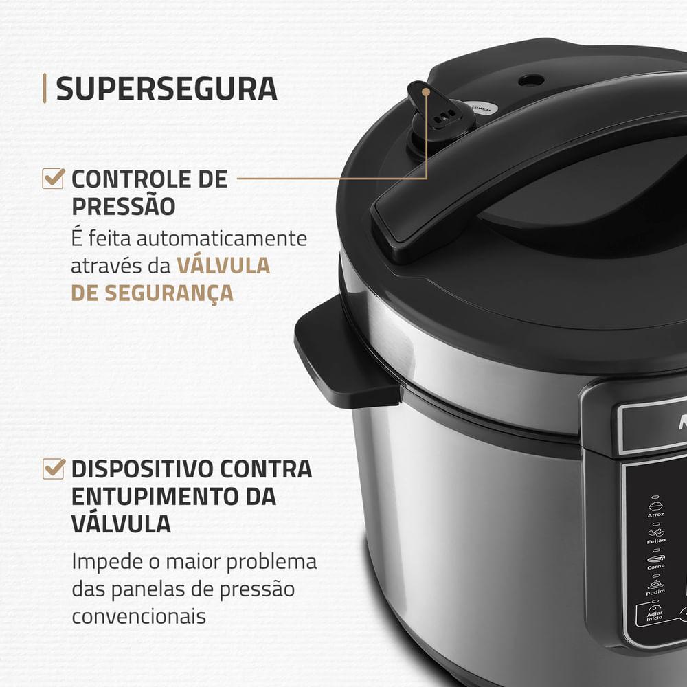 Panela de Pressão Elétrica Digital 6L Mondial Preto e Inox - PE-60-6L-I - 5