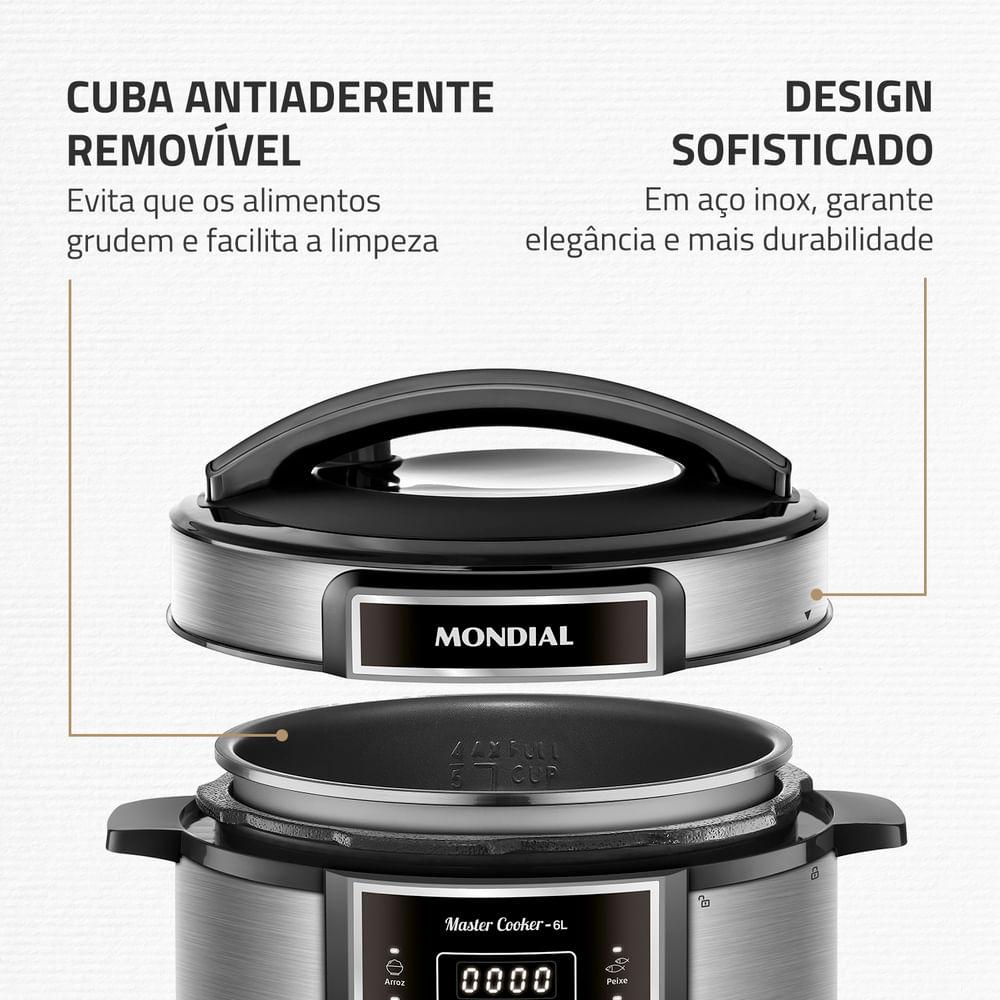 Panela de Pressão Elétrica Digital 6L Mondial Preto e Inox - PE-60-6L-I - 7
