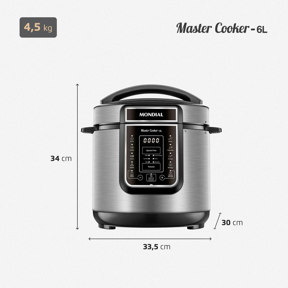 Panela de Pressão Elétrica Digital 6L Mondial Preto e Inox - PE-60-6L-I - 9