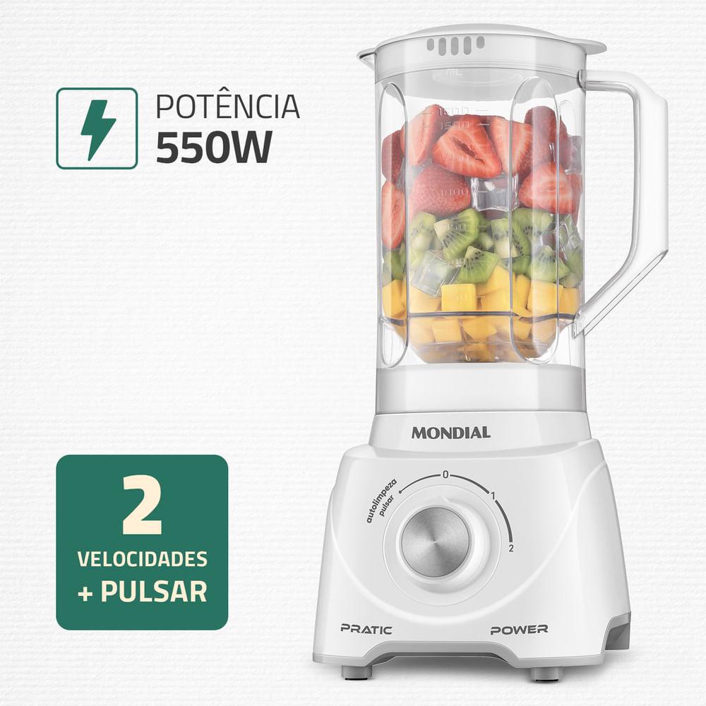 Liquidificador Pratic Power Mondial Branco 550W L-97-W - 2
