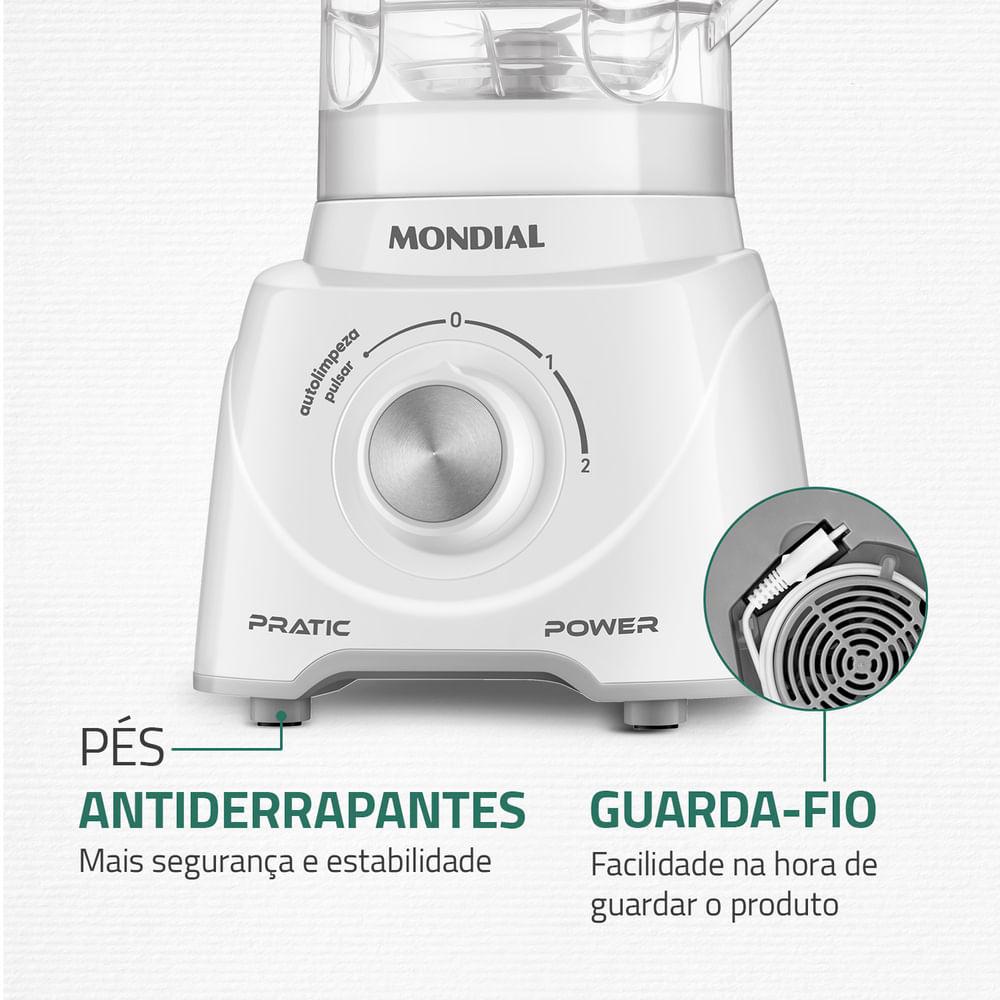Liquidificador Pratic Power Mondial Branco 550W L-97-W - 6