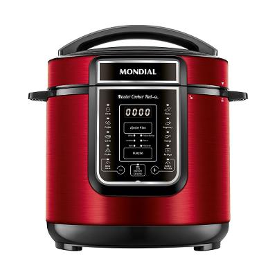 Panela de Pressão Elétrica Digital 6L, Mondial, Vermelho e Inox - PE-60-6L-RI