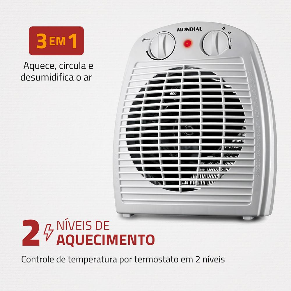 Aquecedor A Ar Mondial Cinza e Branco 2000W A-08 - 2