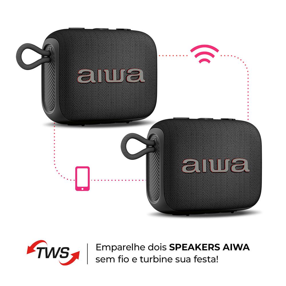Caixa de Som Speaker AIWA AWS-SP-07-B 7W Bluetooth IPX6 - 8