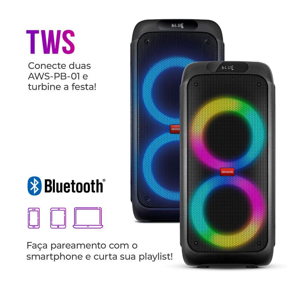 Caixa de Som PartyBox AIWA PB-01 Bluetooth 15H RGB USB TWS Preto - 5