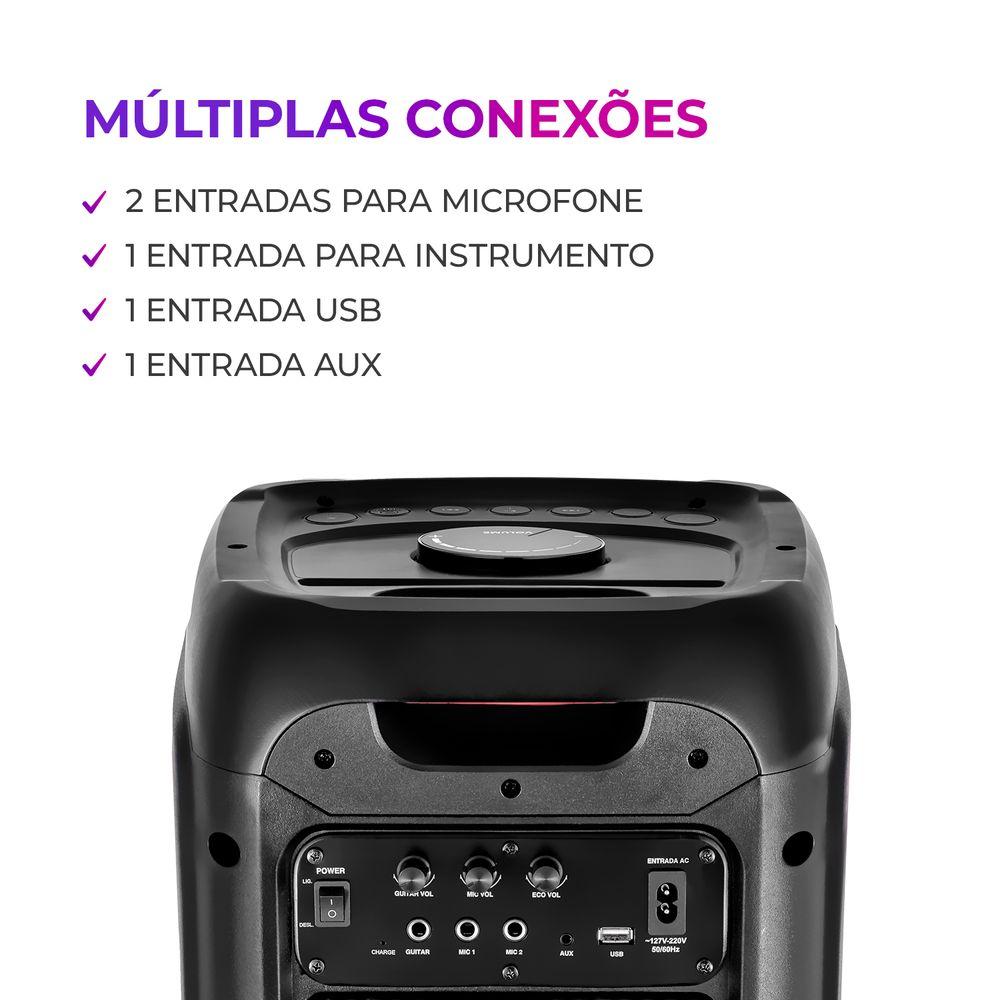 Caixa de Som PartyBox AIWA PB-01 Bluetooth 15H RGB USB TWS Preto - 6