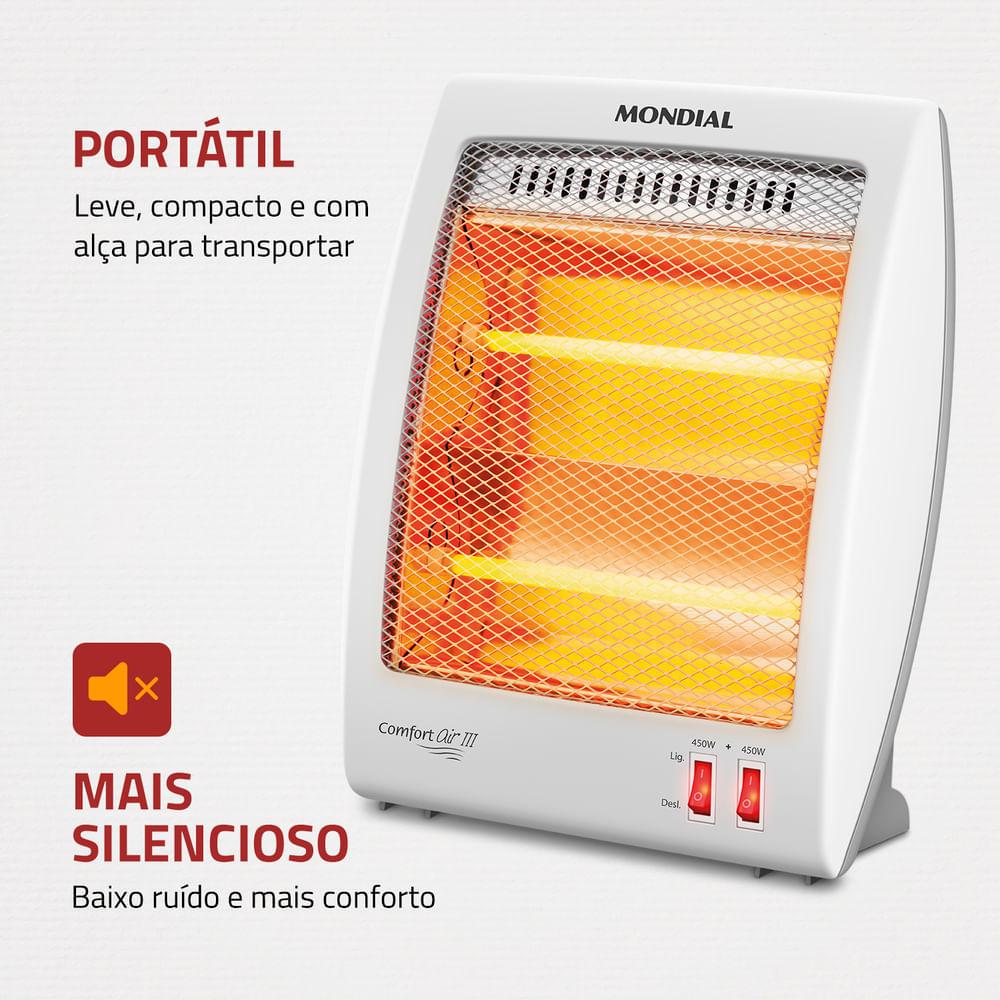 Aquecedor Quartzo Comfort Air III Mondial Branco/Cinza 900W A-16 - 5