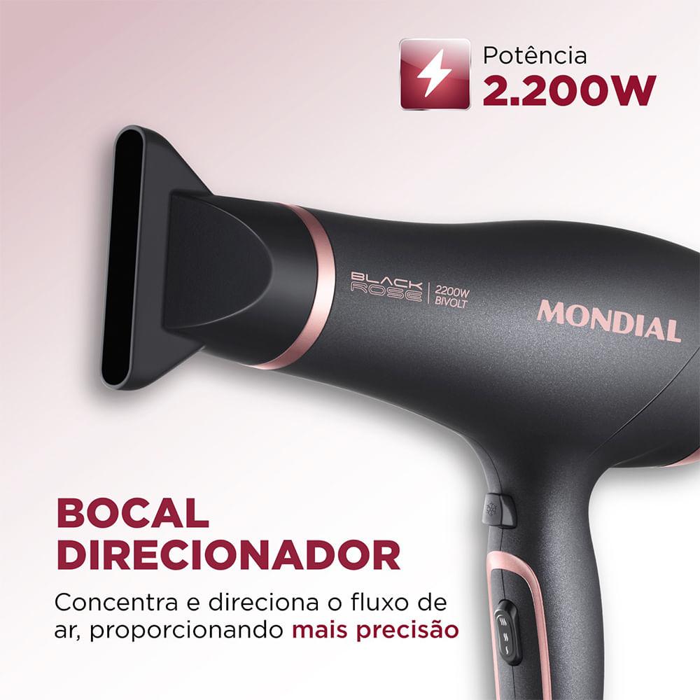 Secador de Cabelos Mondial Preto/Golden Rose 2000W Bivolt - SC-37-BI - 3