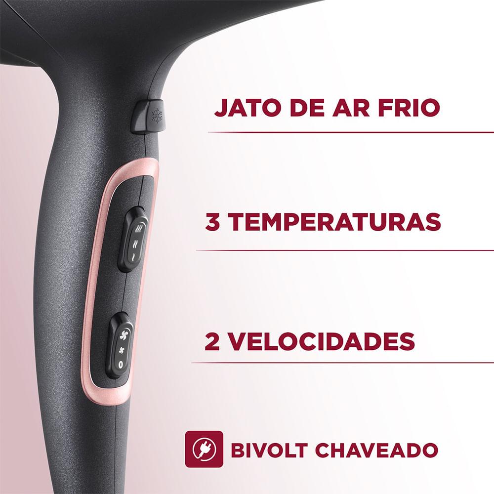 Secador de Cabelos Mondial Preto/Golden Rose 2000W Bivolt - SC-37-BI - 4
