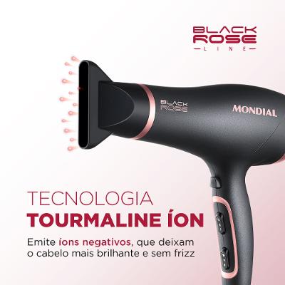 Secador de Cabelos Mondial Preto/Golden Rose 2000W Bivolt - SC-37-BI