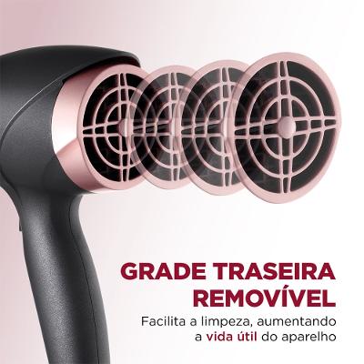 Secador de Cabelos Mondial Preto/Golden Rose Bivolt - SC-37-BI