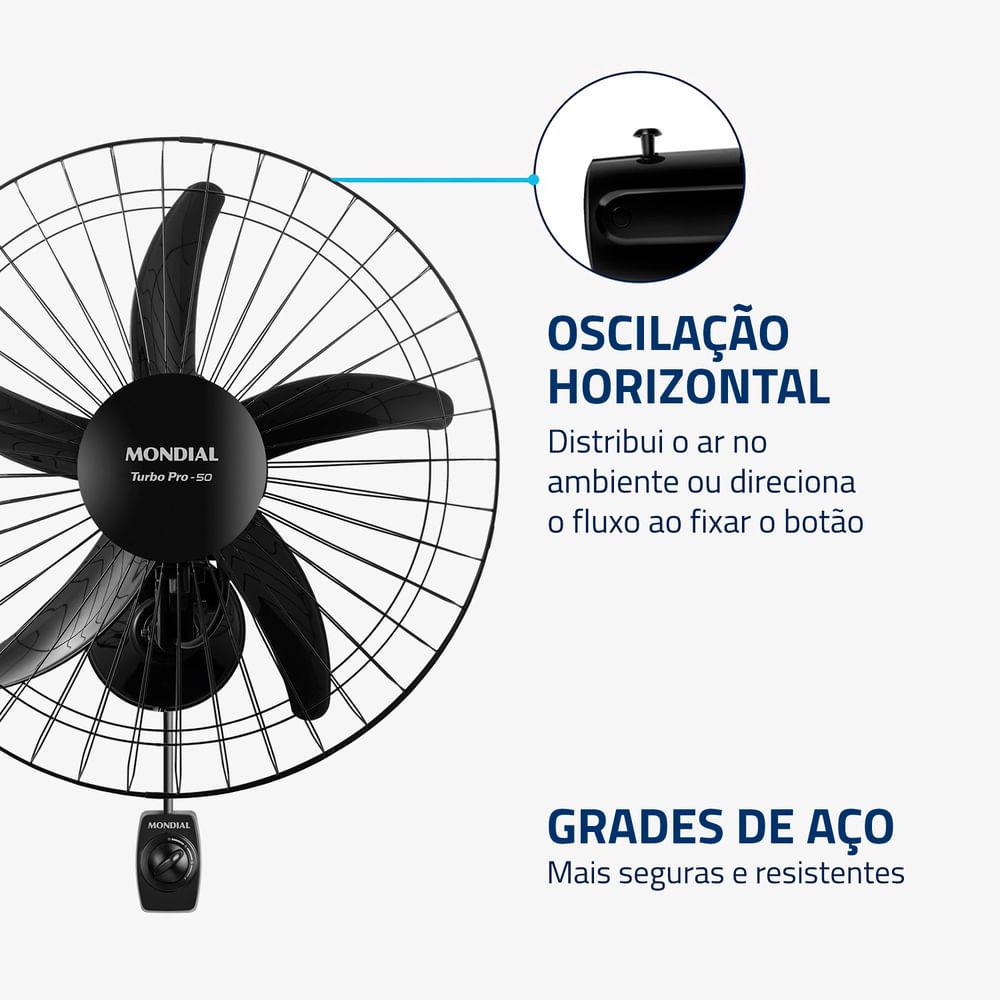 Ventilador de Parede Turbo 50cm Pro 5 Pás Mondial Preto 150W - NVP-PRO-50 - 4