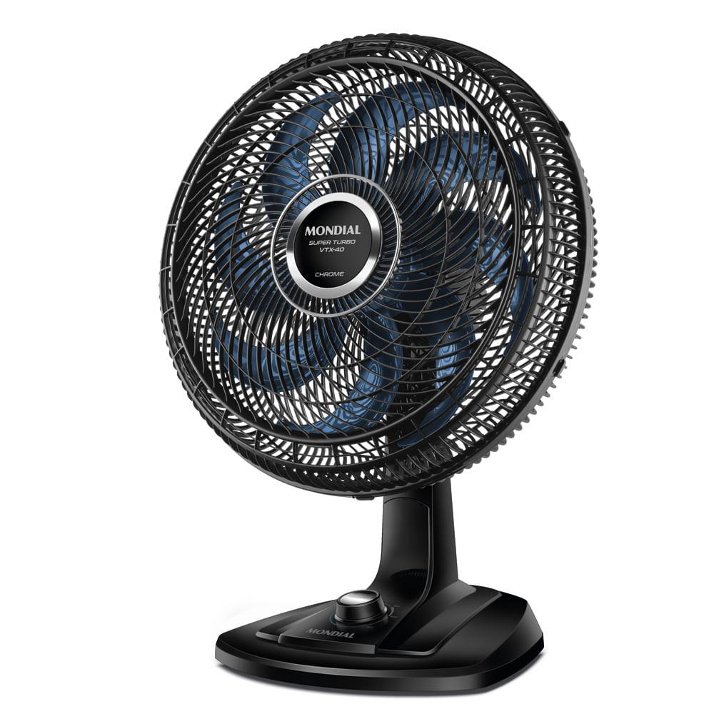 Ventilador de Mesa 40cm Super Turbo Mondial Preto e Azul 140W VTX-40-CHROME - 1