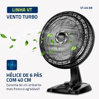Ventilador de Mesa 40cm Turbo Mondial Preto e Prata 140W VT-40-NB - 2