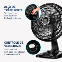 Ventilador de Mesa 40cm Turbo Mondial Preto e Prata 140W VT-40-NB - 5