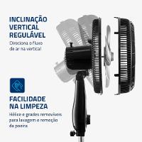Ventilador de Coluna 30cm Turbo Mondial Preto e Prata 60W VT-30C-NB