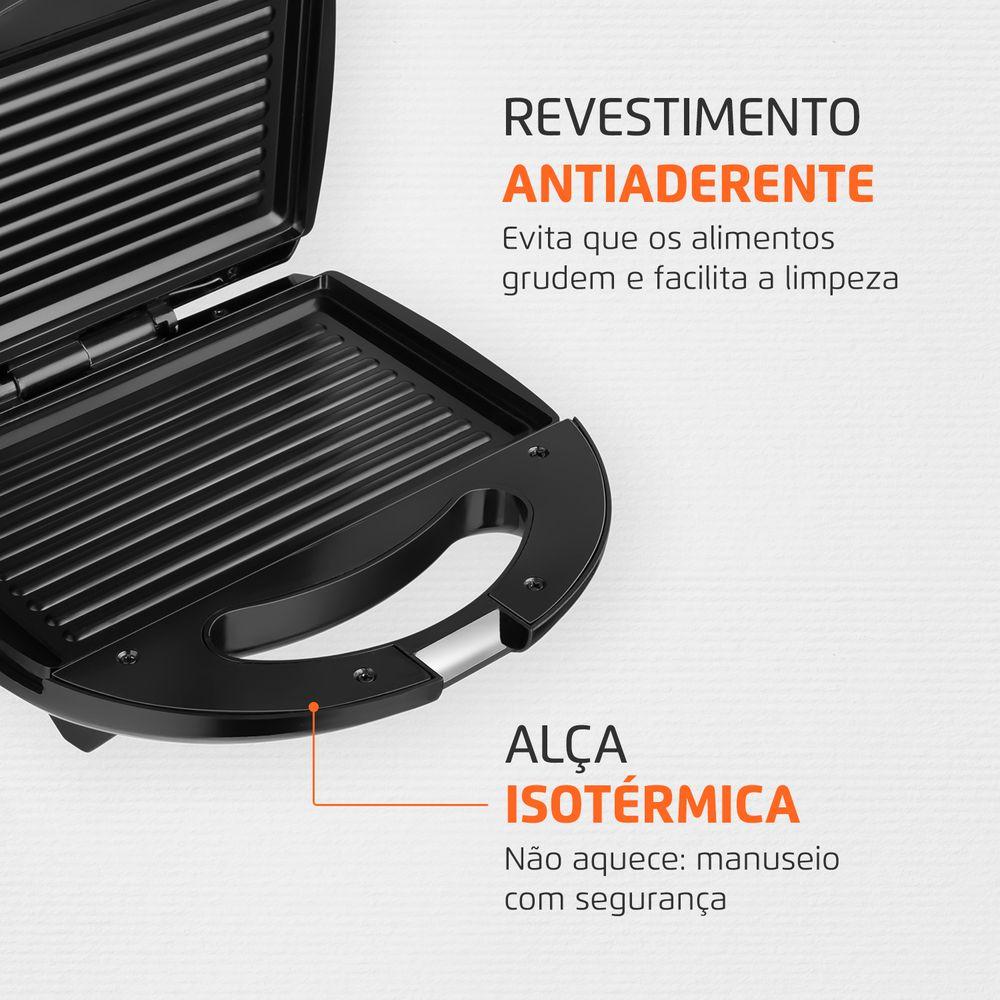 Sanduicheira Fast Grill e Sandwich Mondial Preto 750W S-12 - 3