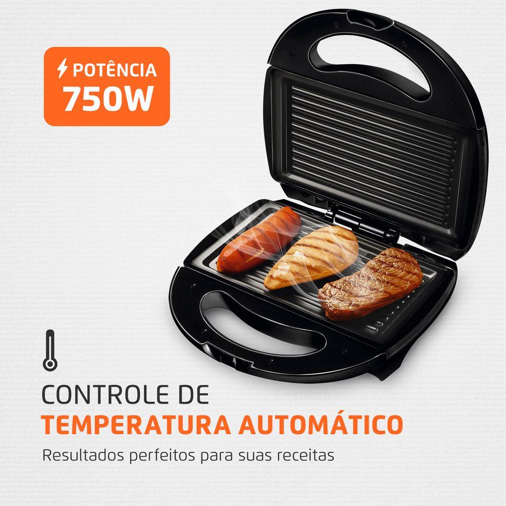 Sanduicheira Fast Grill e Sandwich Mondial Preto 750W S-12 - 5