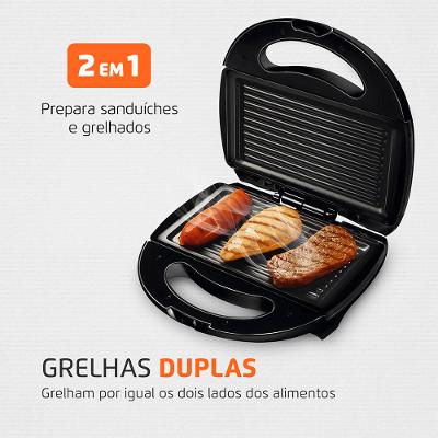 Sanduicheira Fast Grill e Sandwich Mondial Preto 750W S-12