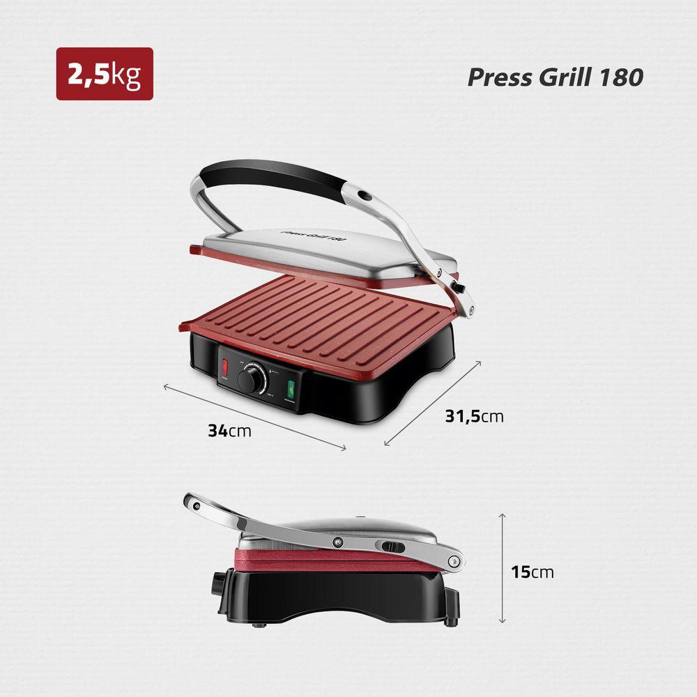 Press Grill 180° Mondial Preto e Inox 2000W PG-02 - 1