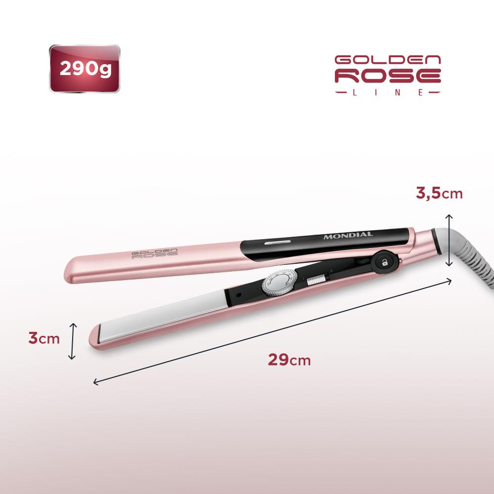 Prancha Alisadora Mondial Golden Rose e Preto 45W P-20 - 6