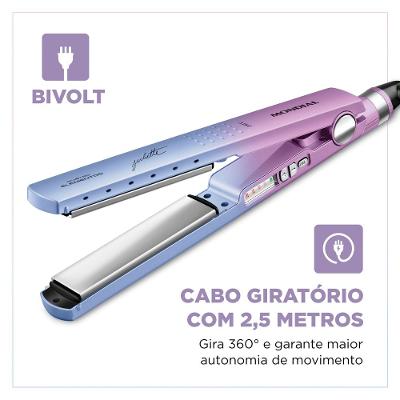 Prancha Alisadora By Juliette Mondial Azul e Rosa 60W P-JU-03