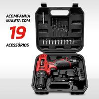 Parafusadeira e Furadeira com Maleta Mondial Preto 12V PI-12MA - 6