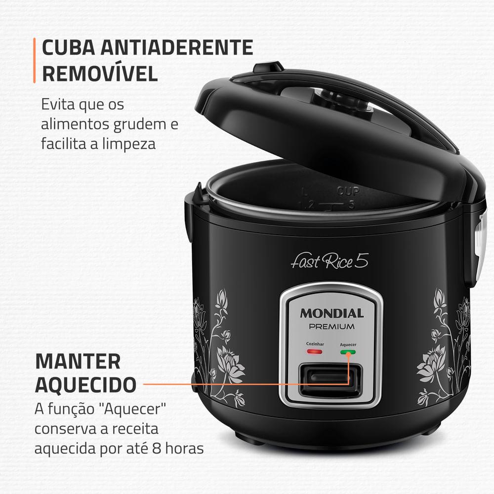 Panela De Arroz Fast Rice 5 Premium Mondial Preto 400W NPE-08-5X - 3