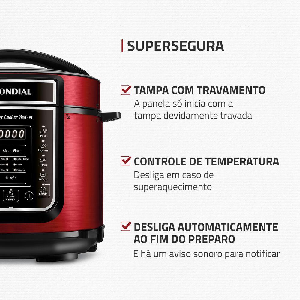 Panela de Pressão Elétrica Mondial Master Cooker Red PE-39 - 4