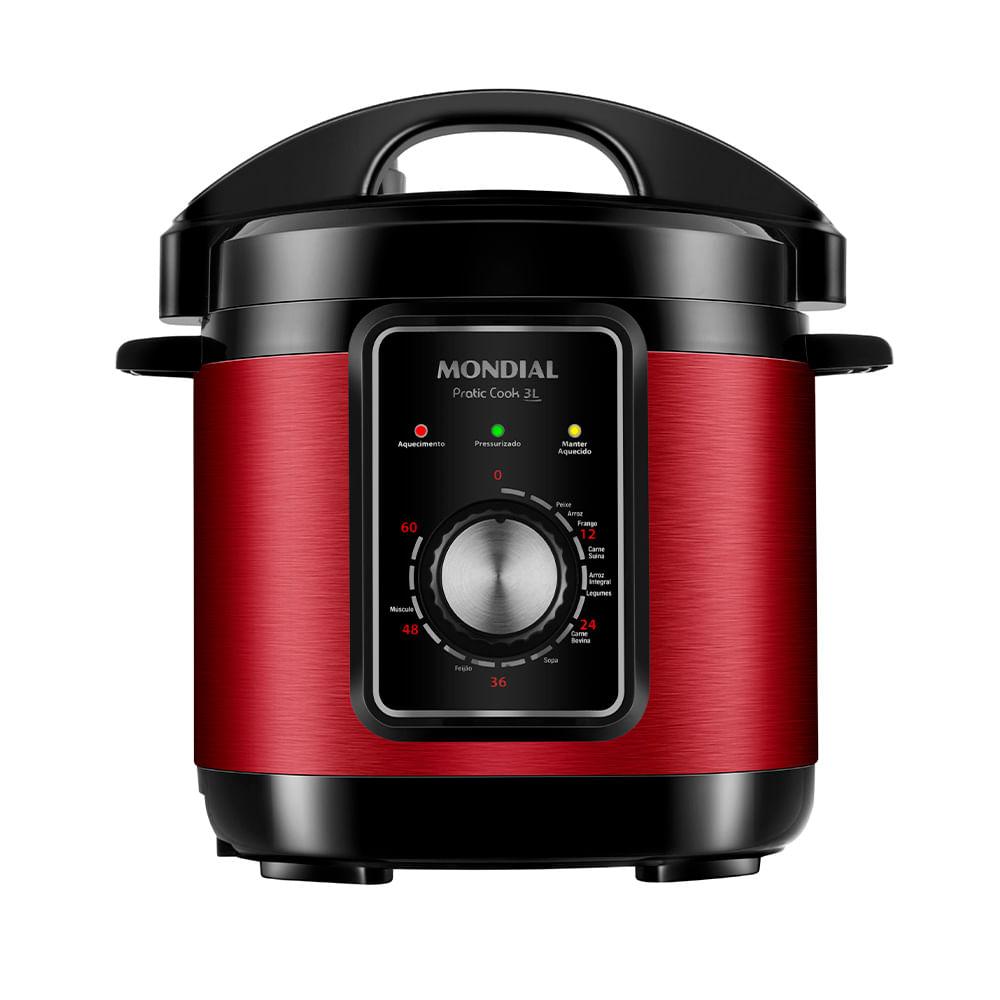 Panela de Pressão Elétrica Mondial Pratic Cook 3L Red Premium I PE-47-3L-RI - 1