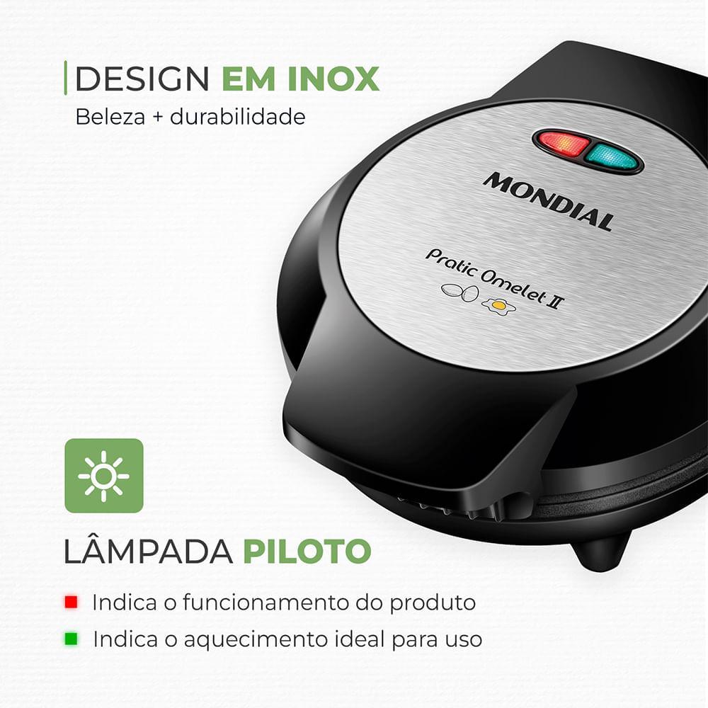 Omeleteira Pratic Omelet II Mondial Preto e Inox 800W OM-04-BI - 5