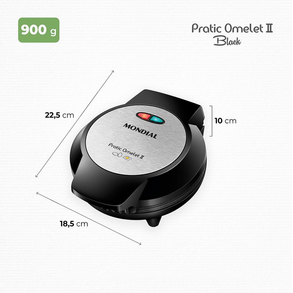 Omeleteira Pratic Omelet II Mondial Preto e Inox 800W OM-04-BI - 7