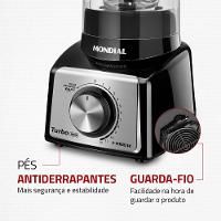 Liquidificador Turbo Mondial Preto e Inox 1000W L-1000 BI - 7