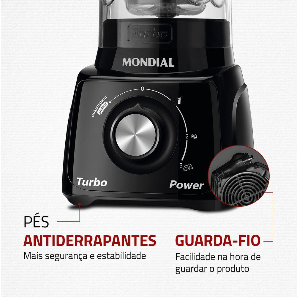 Liquidificador Turbo Power Mondial Preto 550W L-99 FB - 7
