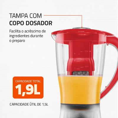 Liquidificador Power Filter Mondial Vermelho 550W L-77