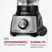 Liquidificador Turbo Mondial Preto e Inox 1100W L-1100 BI