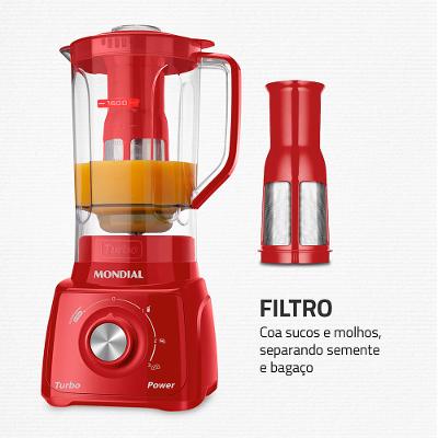 Liquidificador Turbo Power Mondial Vermelho 550W L-99 FR