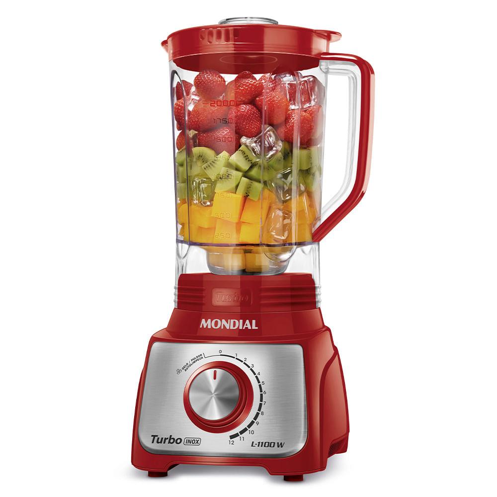 Liquidificador Turbo Mondial Vermelho e Inox 1100W L-1100 RI - 1