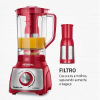 Liquidificador Turbo Mondial Vermelho e Inox 1100W L-1100 RI