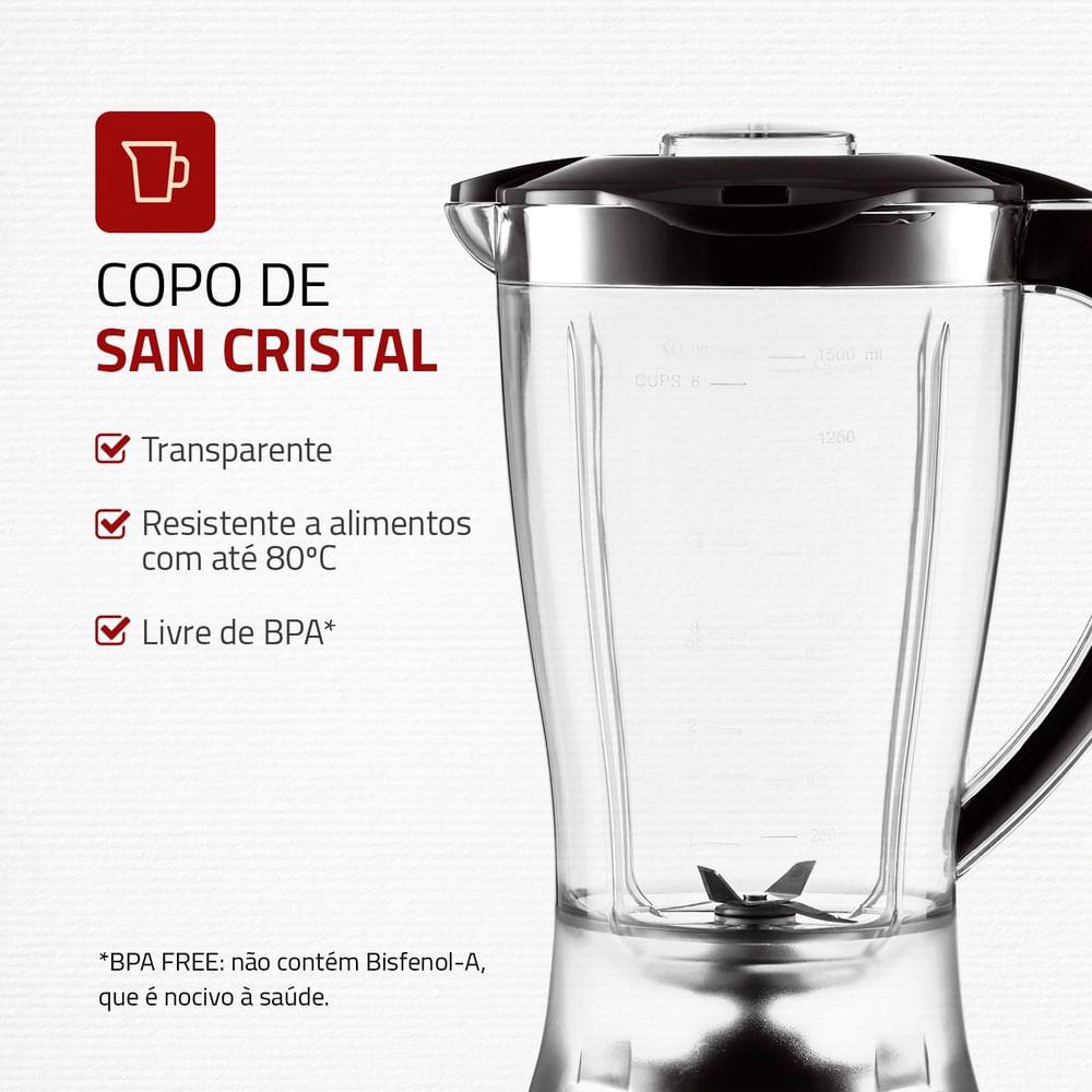 Liquidificador Power 2 Black Mondial Preto e Prata 550W L-28 - 3