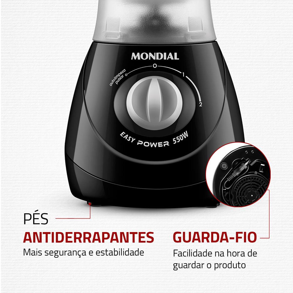 Liquidificador Easy Power Mondial Preto 550W L-550-B - 6
