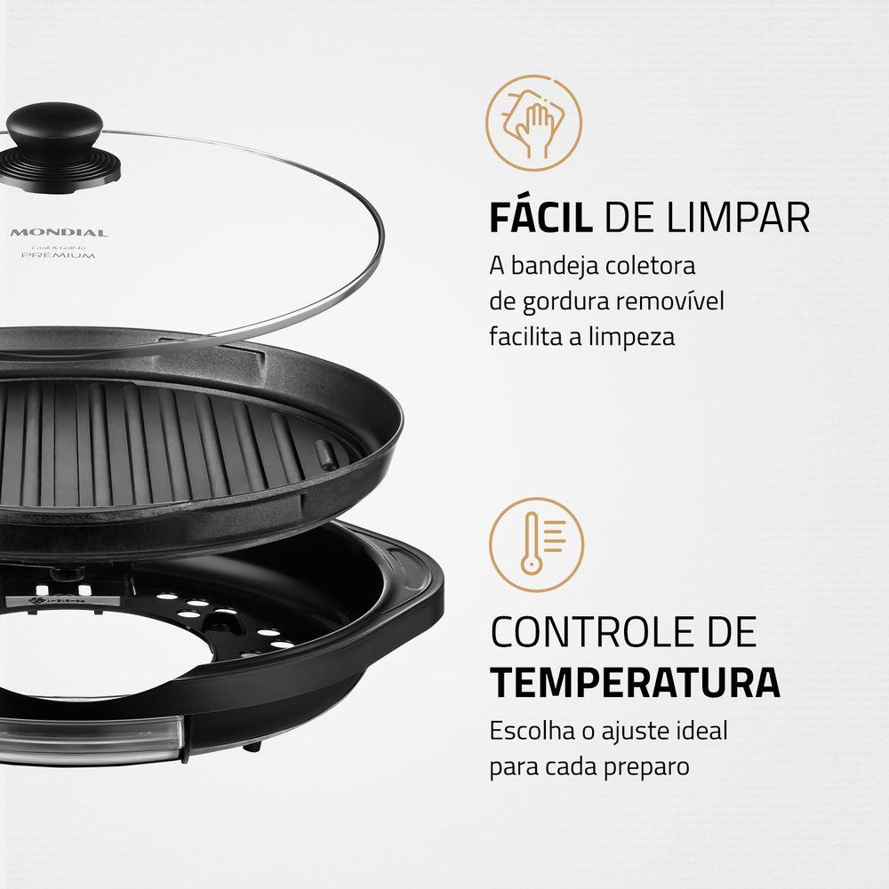 Grill Redondo Smart Grill 30cm Mondial Preto 1200W G-04 - 5
