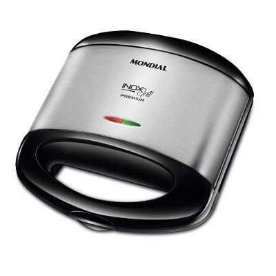 Grill e Sanduicheira Premium Mondial Preto e Inox 800W S-07