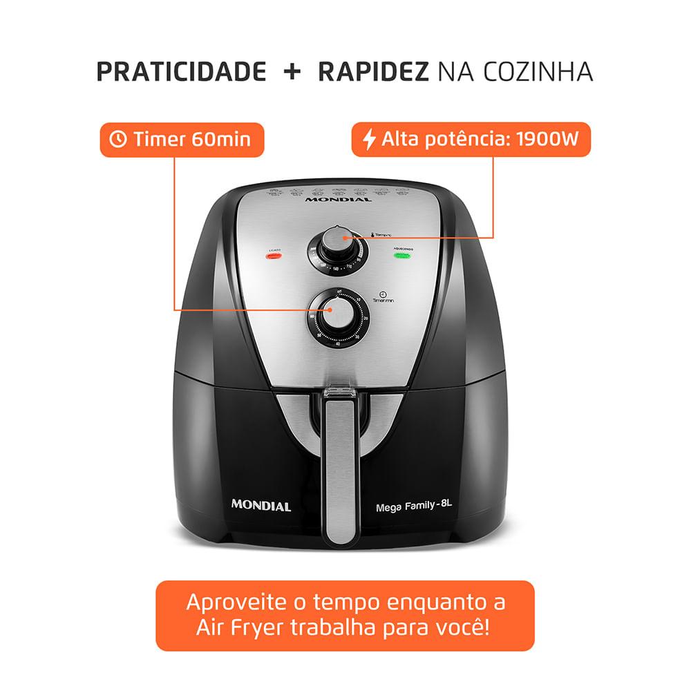 Fritadeira Sem Óleo Air Fryer 8 Litros AFN-80-BI Mondial - 8