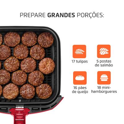 Fritadeira Sem Óleo Air Fryer 5L Mondial Vermelho e Inox 1900W AFN-50-RI